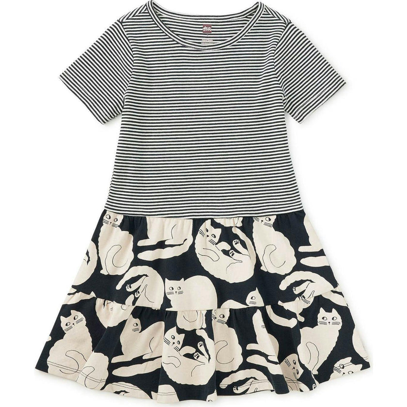 Tier Skirted Twirl Dress, Black
