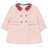 BONPOINT Moka Velvet Collar Baby Pea Coat - Delicate Pink