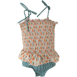 Pears Elastic One Piece Swimsuit, Green, Beige And Orange