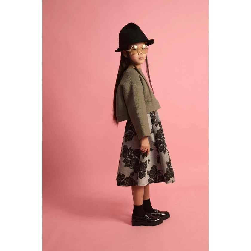 Black Flower Neoprene Skirt
