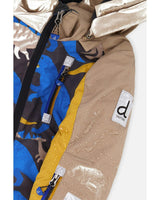 Kids One Piece Play Snowsuit Grey And Blue Dinosaur Print