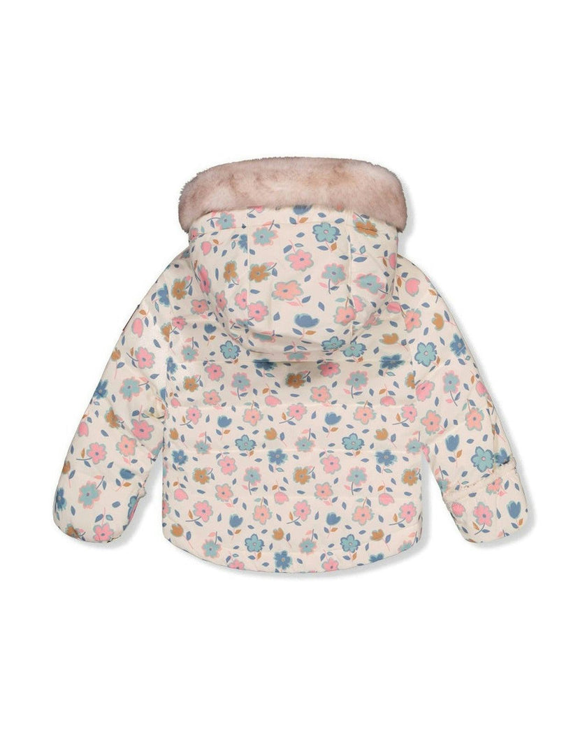 Baby Two Piece Snowsuit White With Floral Print