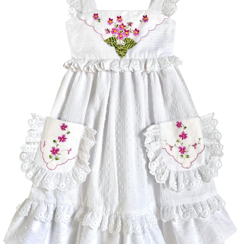4T Heirloom Handkerchief Dress - Magenta Floral