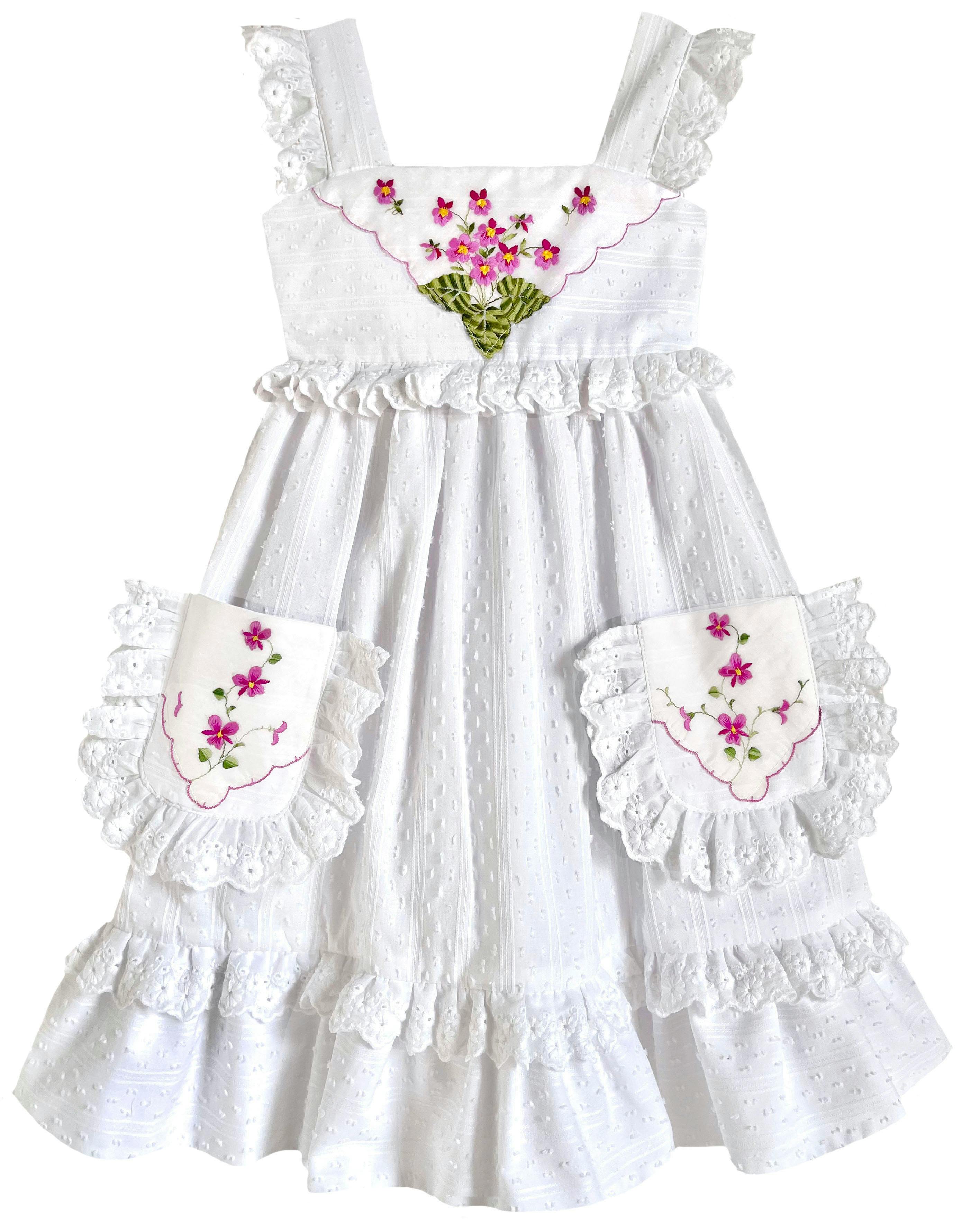 4T Heirloom Handkerchief Dress - Magenta Floral