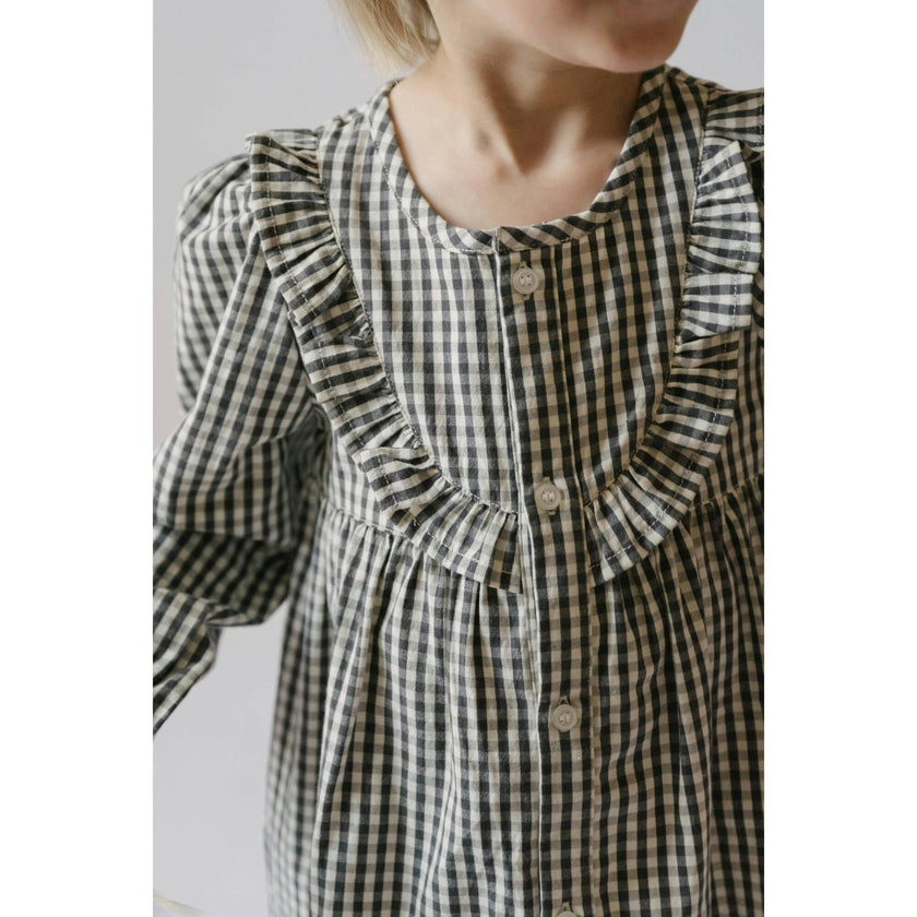Indigo Gingham Dress, Blue