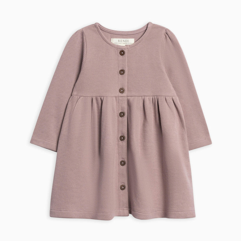 Arden Waffle Knit Button Front Dress Purple