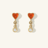 Carnelian Byrdie Heart Diamond Stud Earring