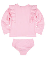 Stripe Seersucker Rashguard Swimsuit With Flower
