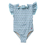 Girls Jennifer Suit - Blue Prairie Block Print