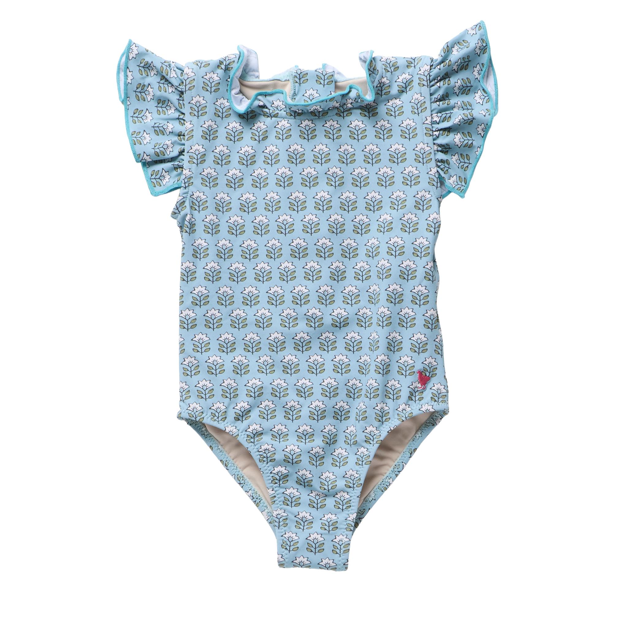 Girls Jennifer Suit - Blue Prairie Block Print