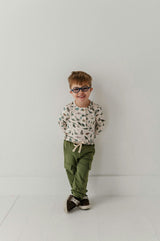Boys Long Sleeve Henley Shirt in Dino Land