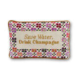Drink Champagne Needlepoint Pillow