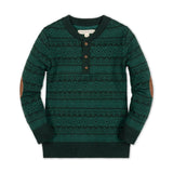Organic Sweater Henley with Elbow Patches