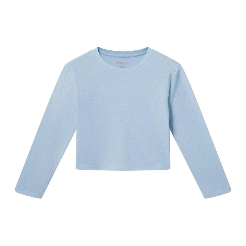Tween (7-16) Girls Heart Pointelle Pajama Set | Light Blue