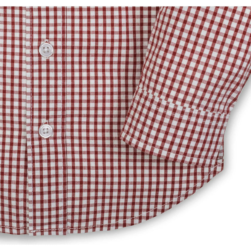 Organic Stretch Poplin Long Sleeve Button Down Shirt, Red