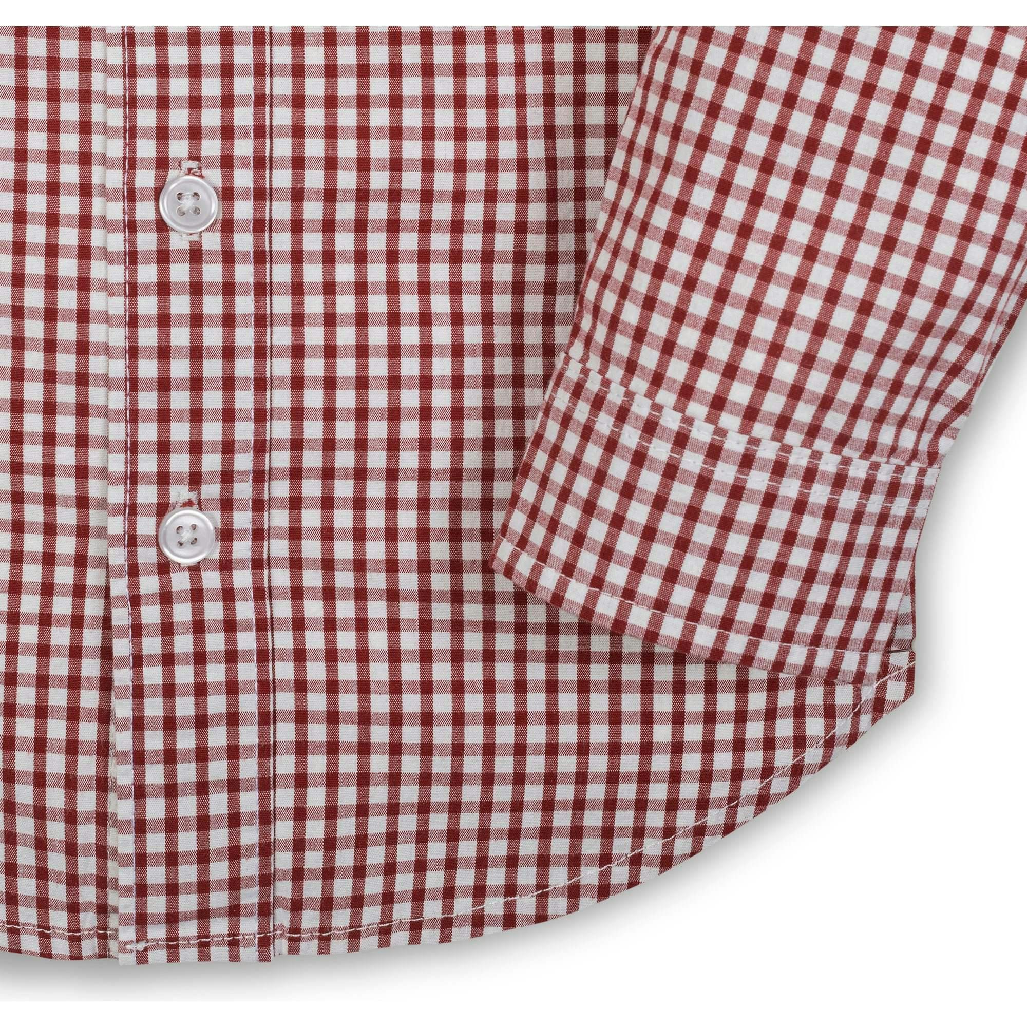 Organic Stretch Poplin Long Sleeve Button Down Shirt, Red