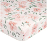 Parker Pink Floral Cotton Fitted Crib Sheet