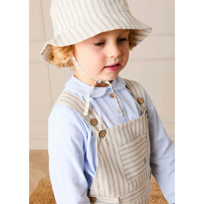 Percy Stripe Insignia Pocket Detail Dungarees in Blue (18mths-4yrs)