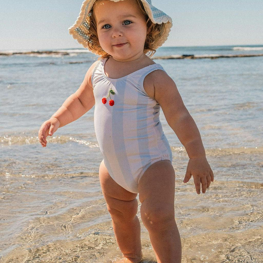 Cherry Swimsuit in Blue Striple