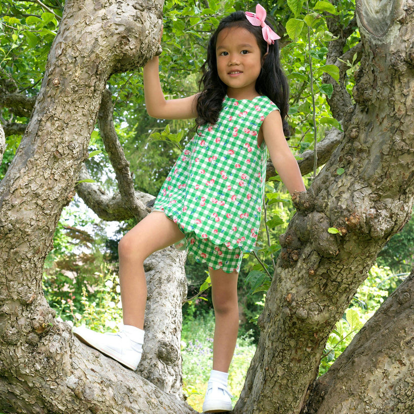 Cherry Check Scalloped Top and Short Set