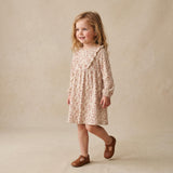 Organic Long Sleeve Ruffle -V- Dress - Petal Whispers