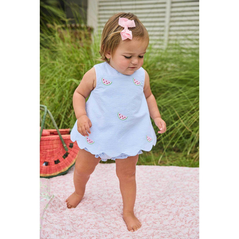 Embroidered Bow Back Bloomer Set - Watermelon