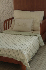 Elle Green Floral Ruffle Quilt 6 Layer Gauze Blanket
