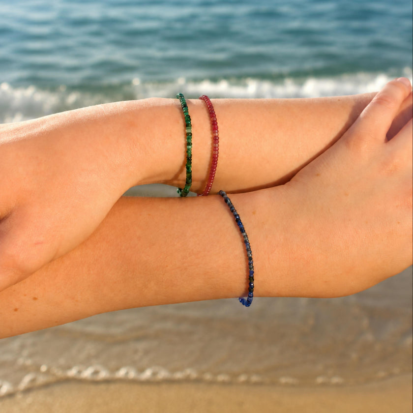 Women's Beaded Bracelet, Sapphire Rouge