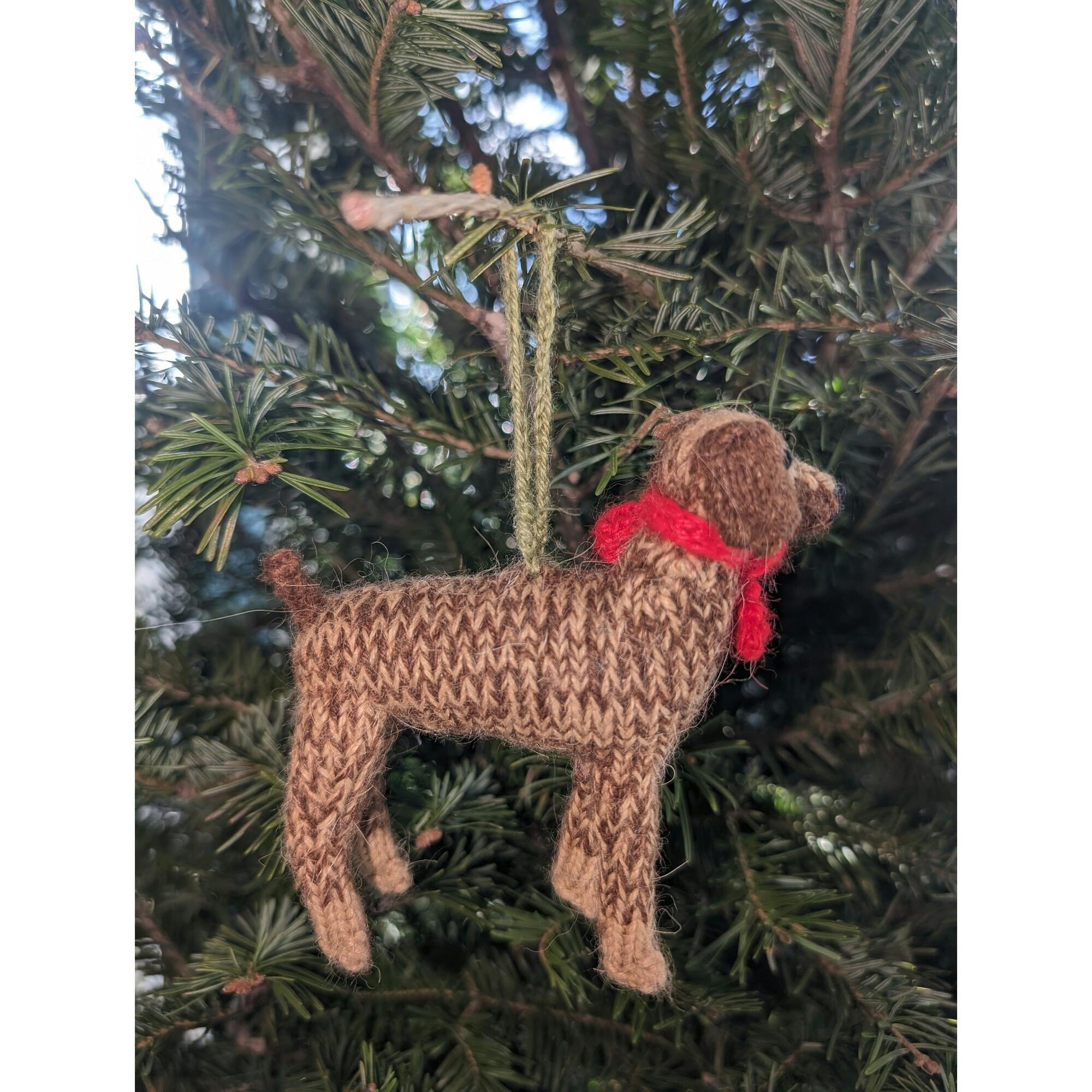 German Short Haired Pointer Dog Hand Knit Christmas Ornament