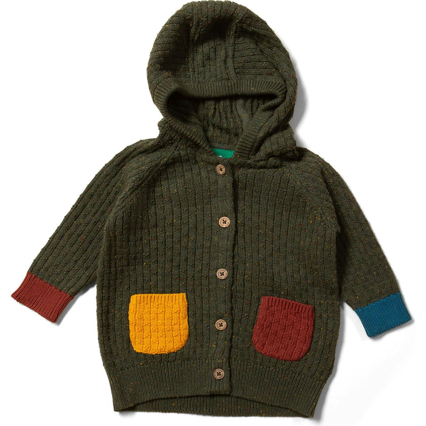 From One To Another Snug Knit Hooded Button-Up Cardigan, Green