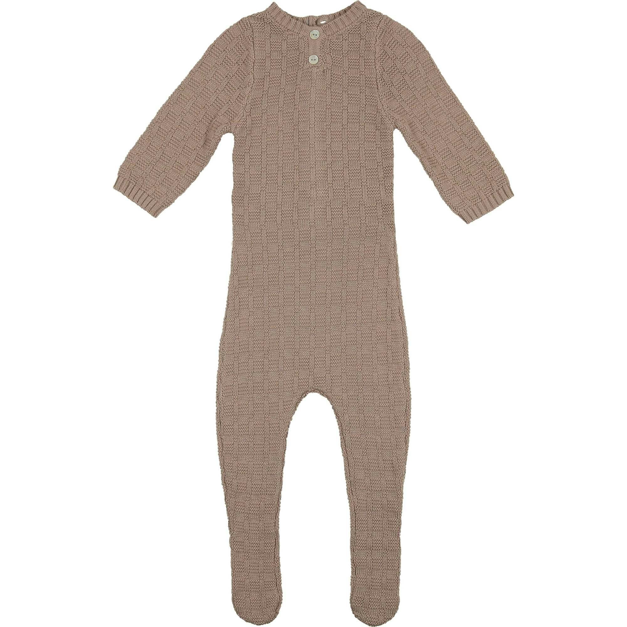 Tiny Tiles Knit Crew Neck Henley Long Sleeve Footie