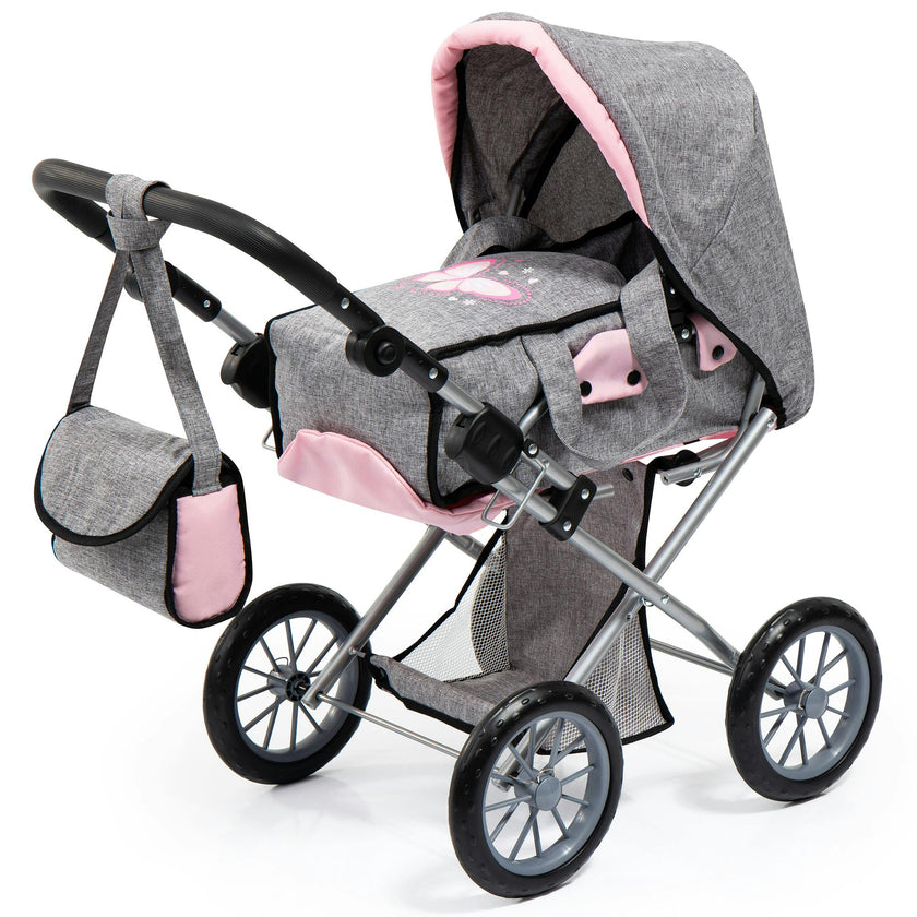 Bayer Design Dolls: Pram City Star - Grey, Pink, Butterfly