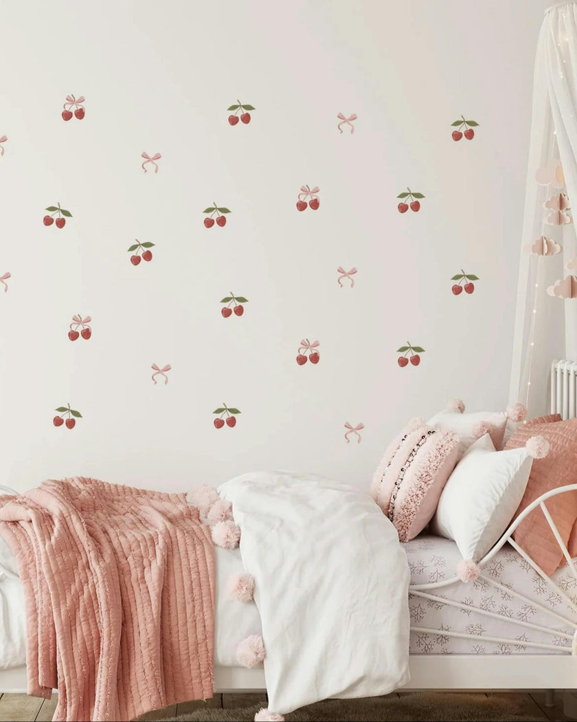 Peel & Stick Fabric Wall Stickers - Cherries & Bows