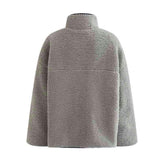 Gray Sherpa Fleece Pullover