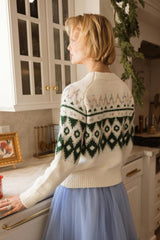 Acadia Sweater in Green & Cream