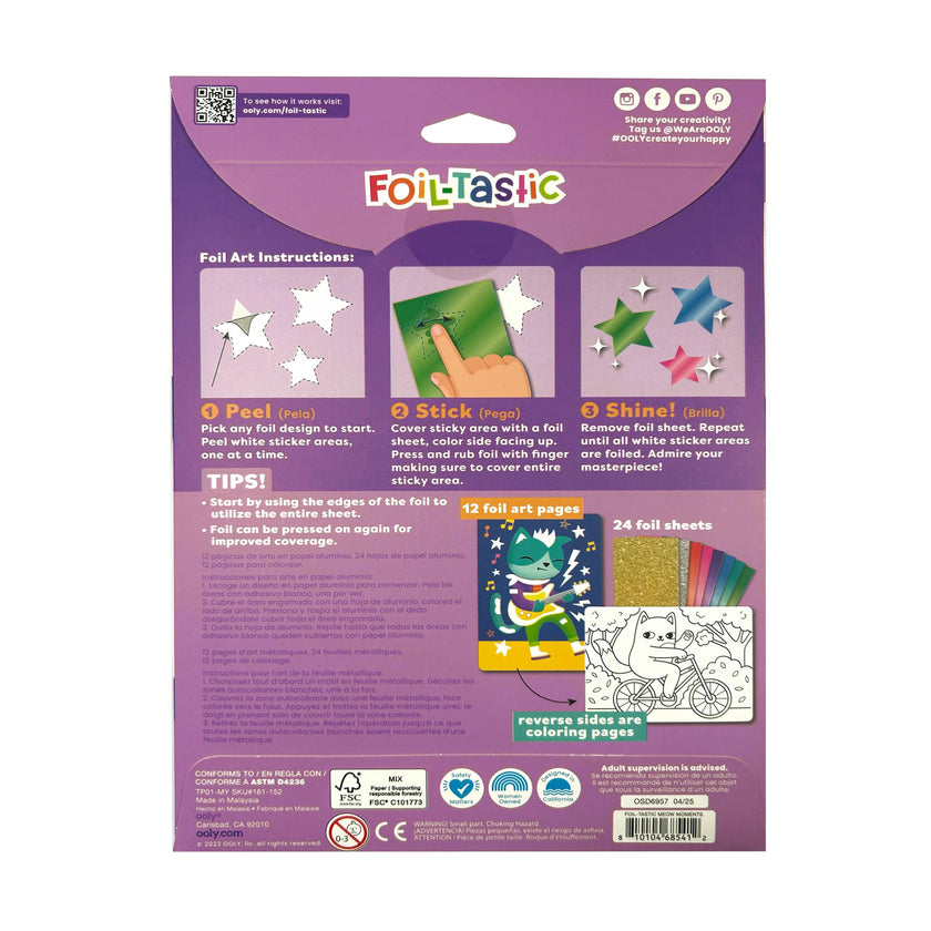 Foil-tastic Foil Art & Coloring Set - Meow Moments - 12 Pages 24 Foil Sheets