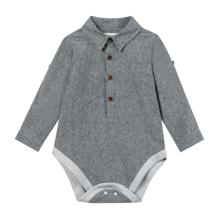 JASPER Navy Chambray Woven Onesie