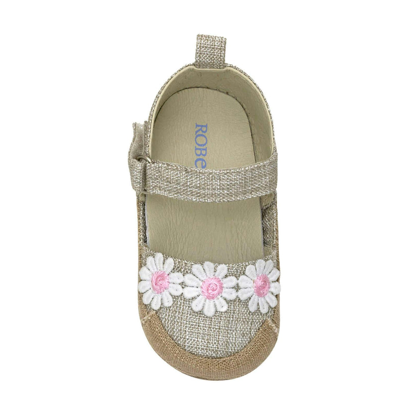 Daisies Tan Lurex Linen Espadrille First Kick