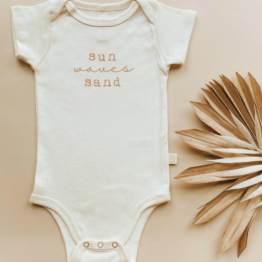 Sun Waves Sand Clay Organic Cotton Short Sleeve Baby Bodysuit