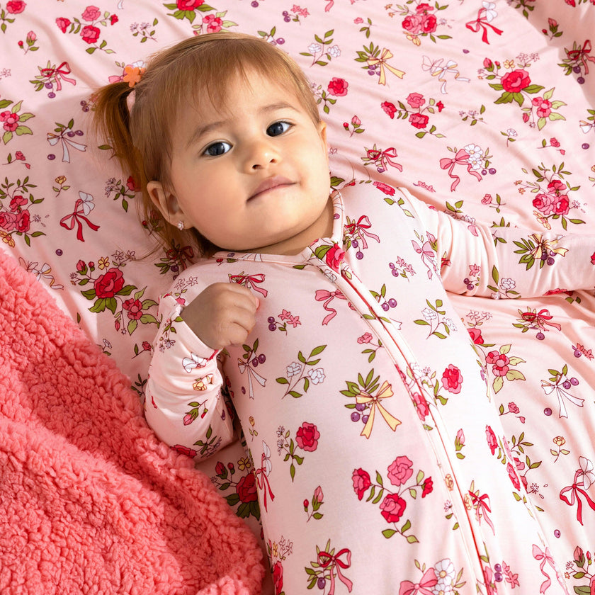 Bows & Blooms Bamboo Sherpa Blanket