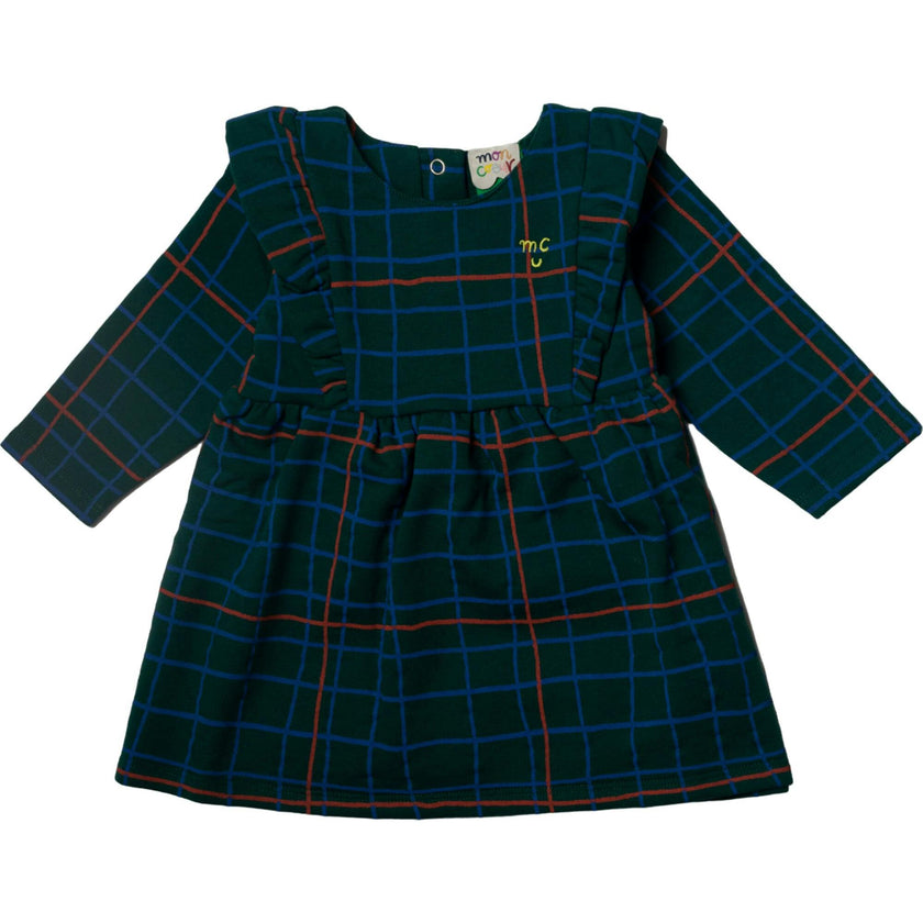 Recycled Cotton Grid Baby Ruffle Dress