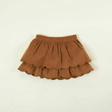 Camel Cotton Corduroy Scalloped Skirt