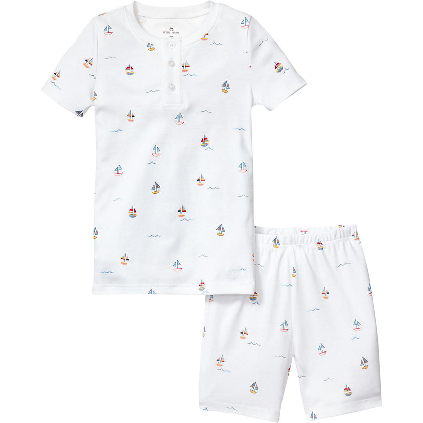 Kid's Pima Snug Fit Pajama Short Set in Bateau