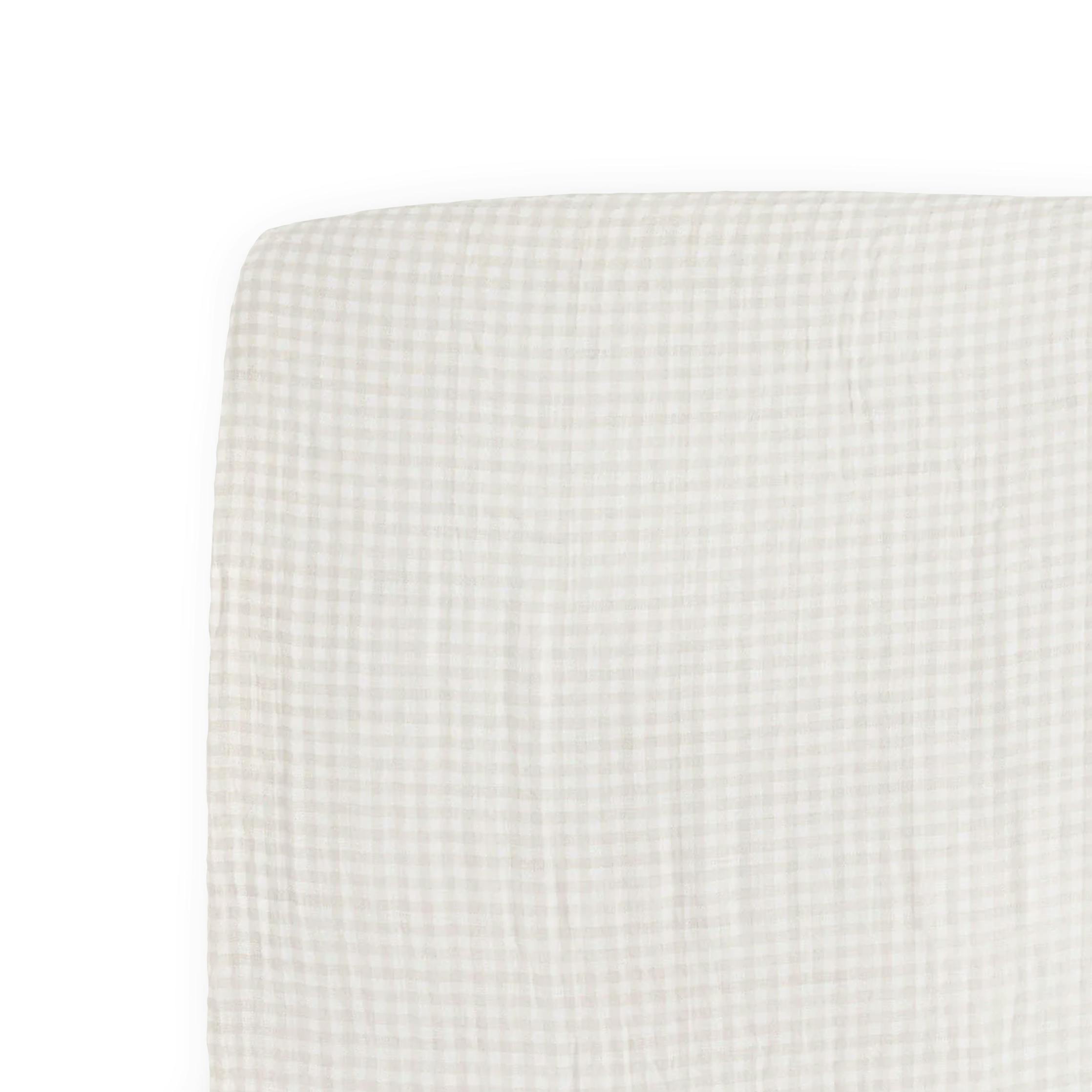 Cotton Muslin Crib Sheet - Tan Gingham