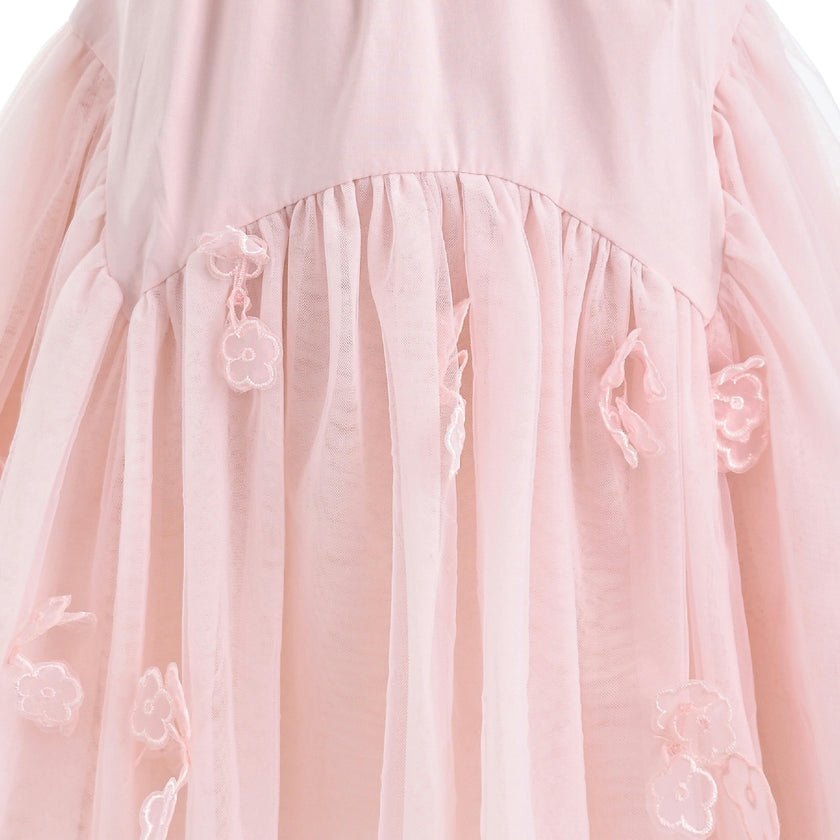 Pink Mirelle Petal Flared Tulle Dress