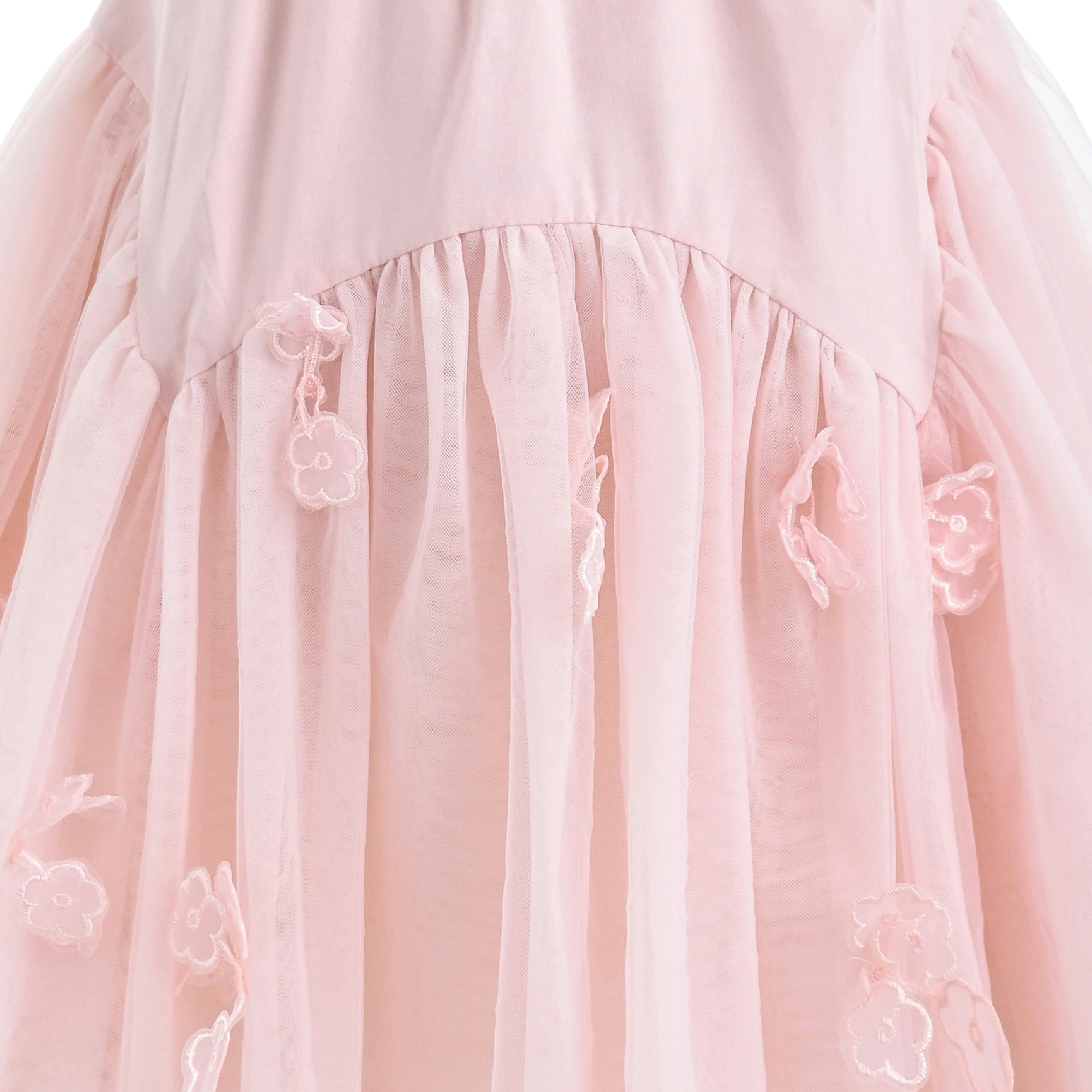 Pink Mirelle Petal Flared Tulle Dress