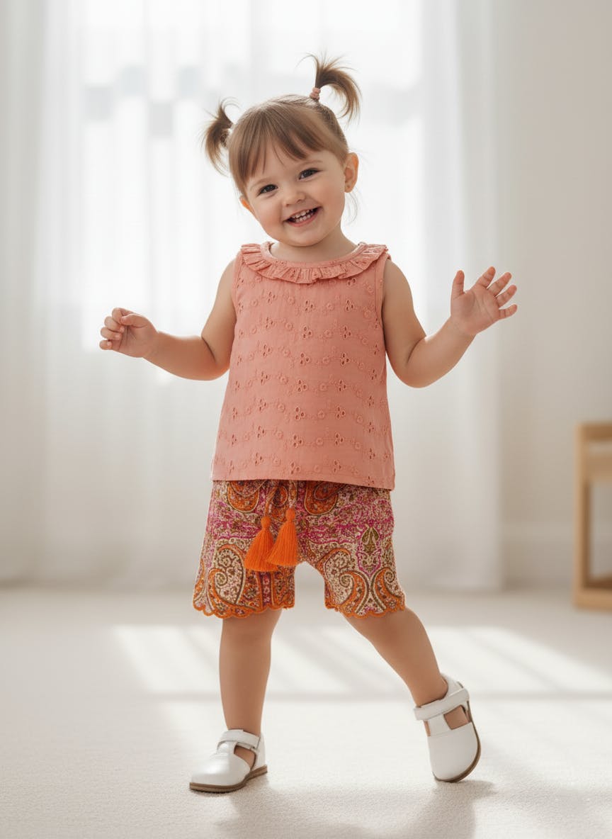 Yasmin Top and Shorts Set Coral