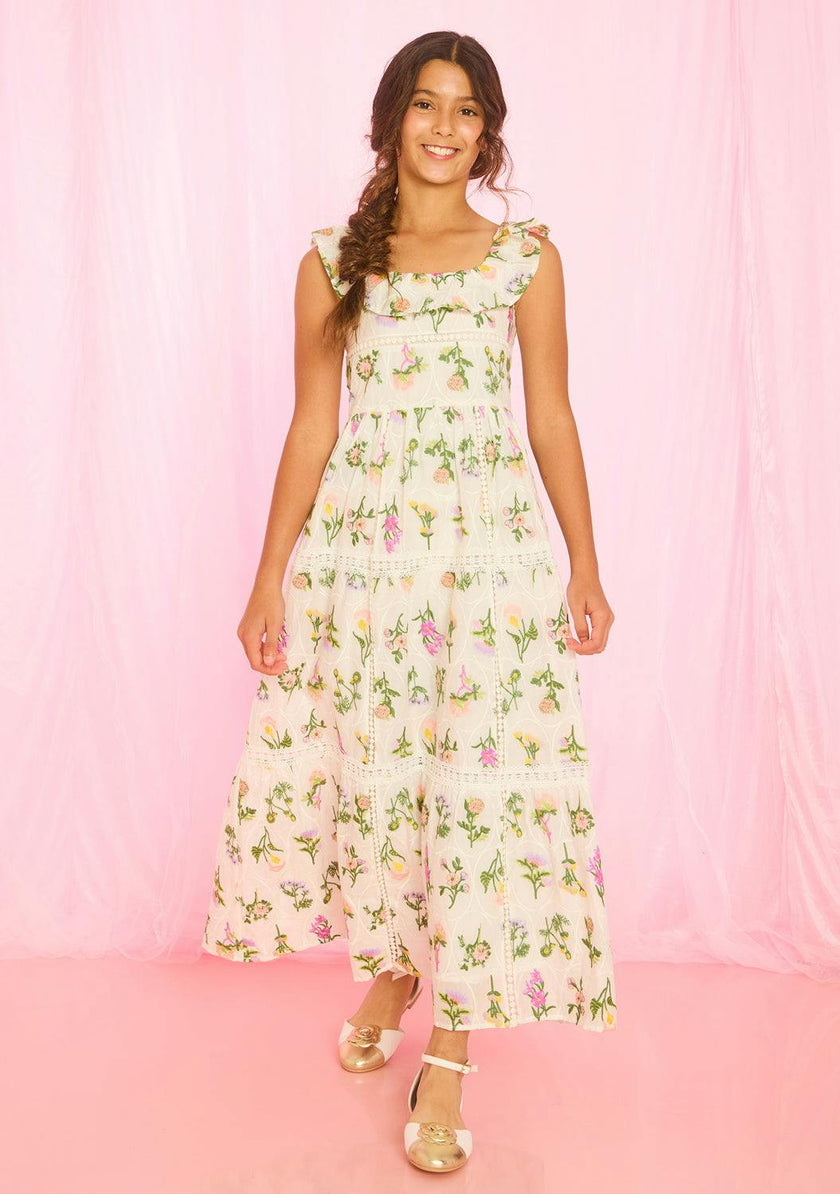 Emely Frill Embroidered Maxi Dress