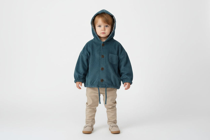 Theo Corduroy Hood Jacket - Teal