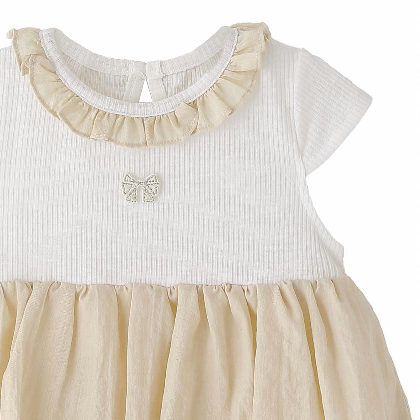 Beige Bow Balloon Dress